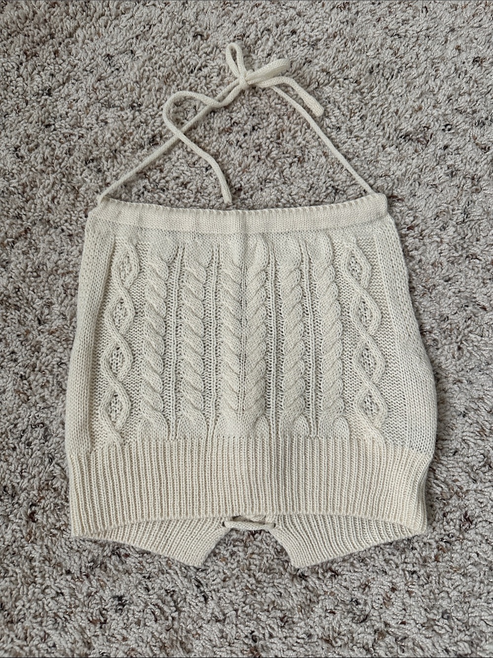 SHEIN Cream Cable Knit Halter Skort Shorts
